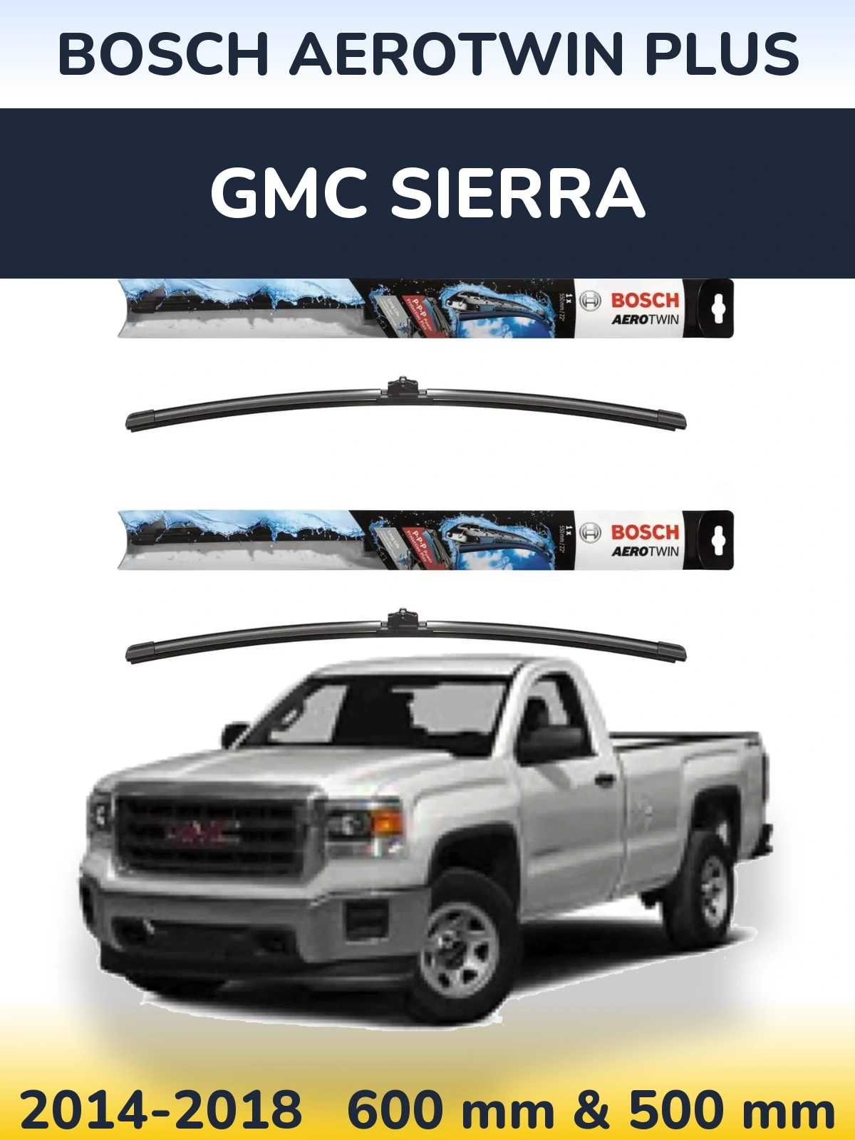 Komplet przednich wycieraczek BOSCH AeroTwin Plus 600 & 500 mm do GMC Sierra 2014-2018