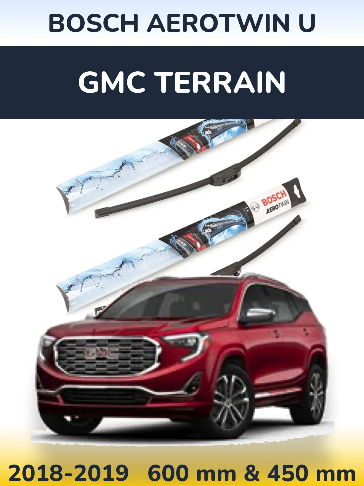 Komplet przednich wycieraczek BOSCH AeroTwin U 600 & 450 mm do GMC Terrain 2018-2019