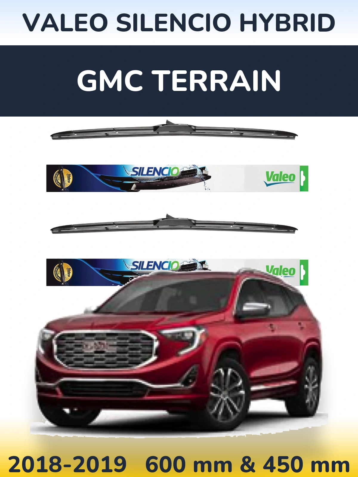 Komplet przednich wycieraczek Valeo Silencio Hybrid 600 & 450 mm do GMC Terrain 2018-2019