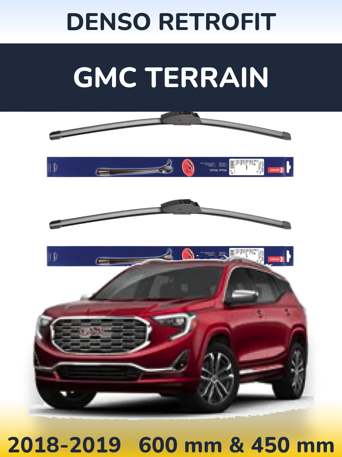 Komplet przednich wycieraczek Denso Retrofit 600 & 450 mm do GMC Terrain 2018-2019