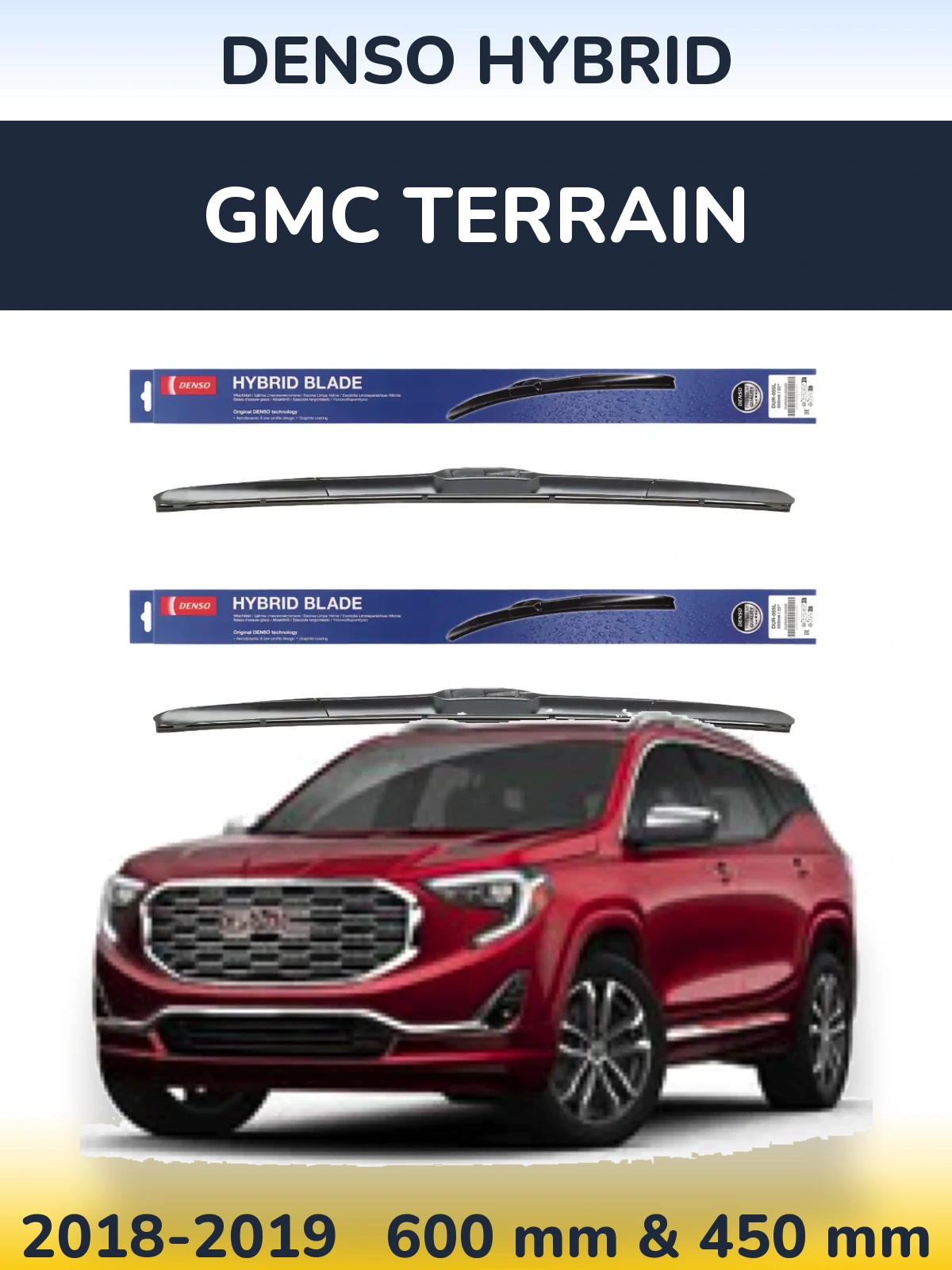Komplet przednich wycieraczek Denso Hybrid 600 & 450 mm do GMC Terrain 2018-2019