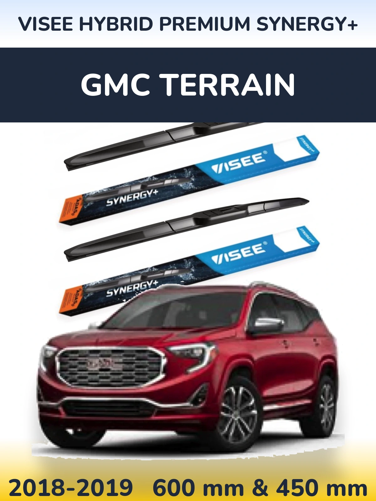 Комплект передних дворников VISEE HYBRID PREMIUM SYNERGY+ 600 & 450 мм для GMC Terrain 2018-2019
