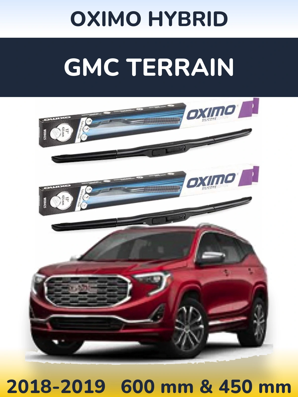Komplet przednich wycieraczek Oximo Hybrid 600 & 450 mm do GMC Terrain 2018-2019