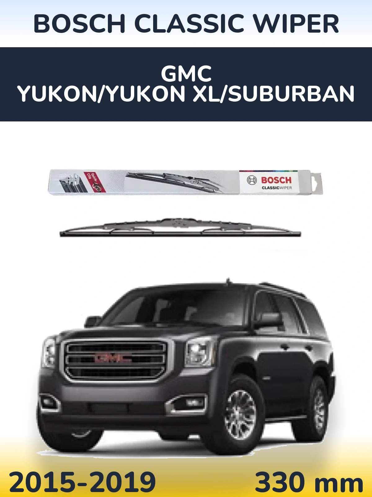 Rear wiper blade BOSCH Classic Wiper 340 mm for GMC Yukon/Yukon XL/Suburban 2015-2019