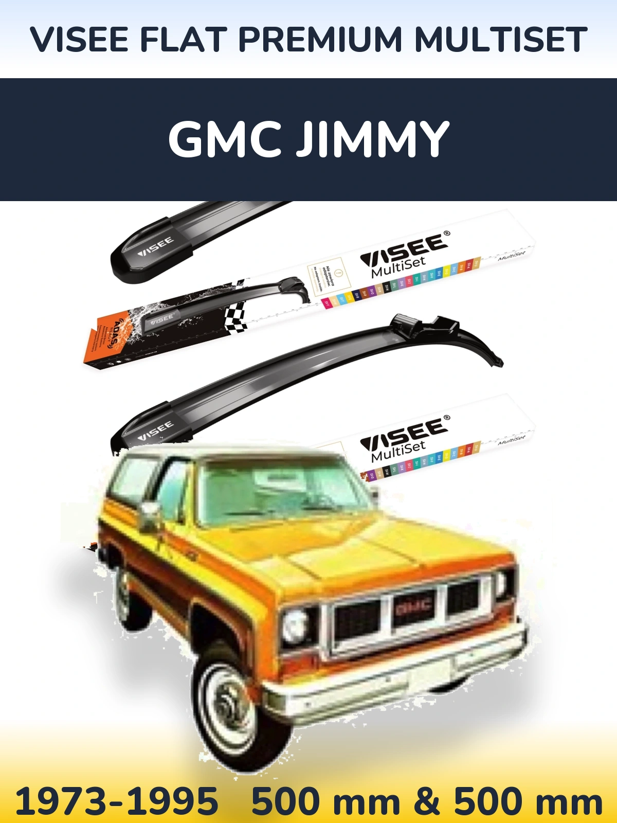 Комплект передних дворников VISEE FLAT PREMIUM MultiSet 500 & 500 мм для GMC Jimmy 1973-1995