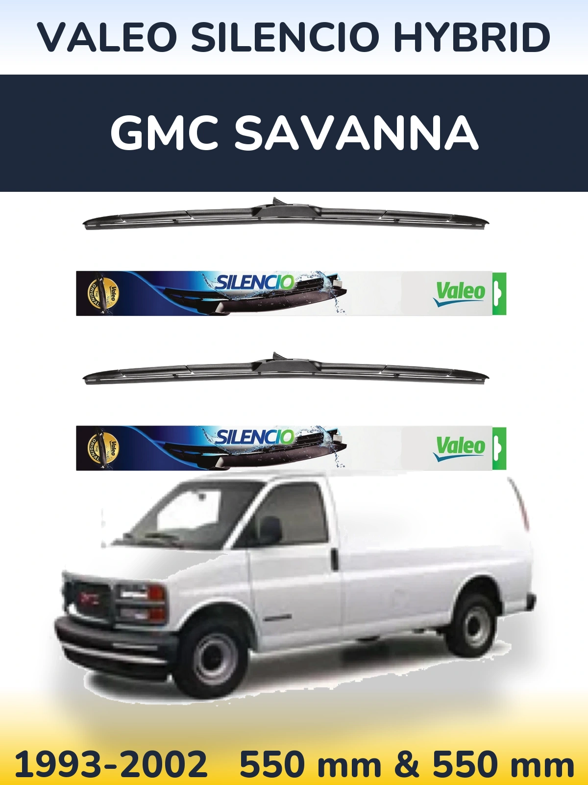 Комплект передних дворников Valeo Silencio Hybrid 550 & 550 мм для GMC Savanna 1993-2002