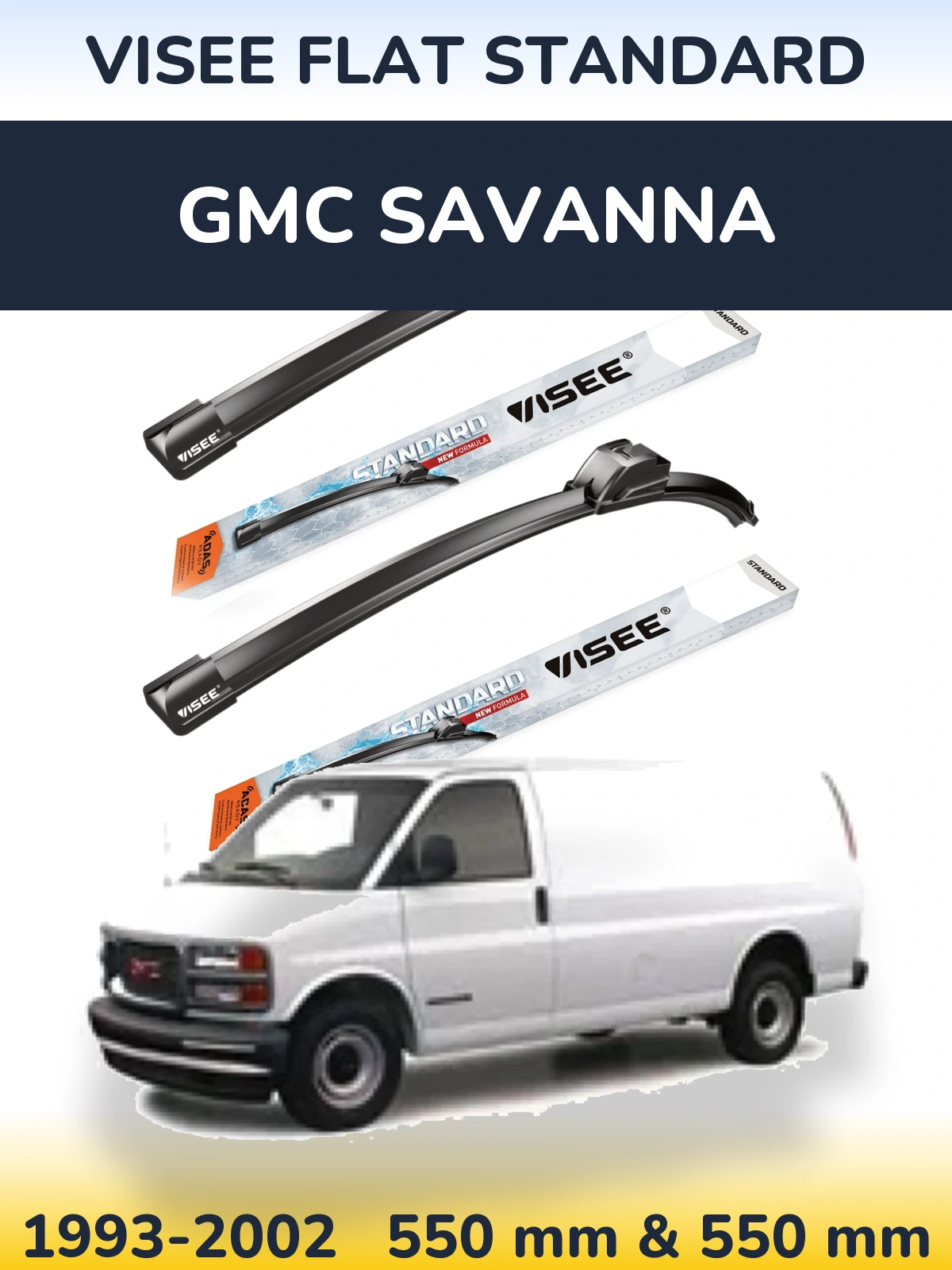 Комплект передних дворников VISEE FLAT STANDARD 550 & 550 мм для GMC Savanna 1993-2002