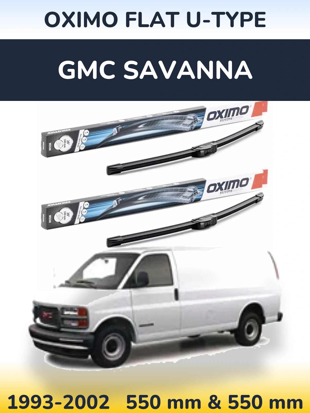 Комплект передних дворников Oximo Flat U-type 550 & 550 мм для GMC Savanna 1993-2002
