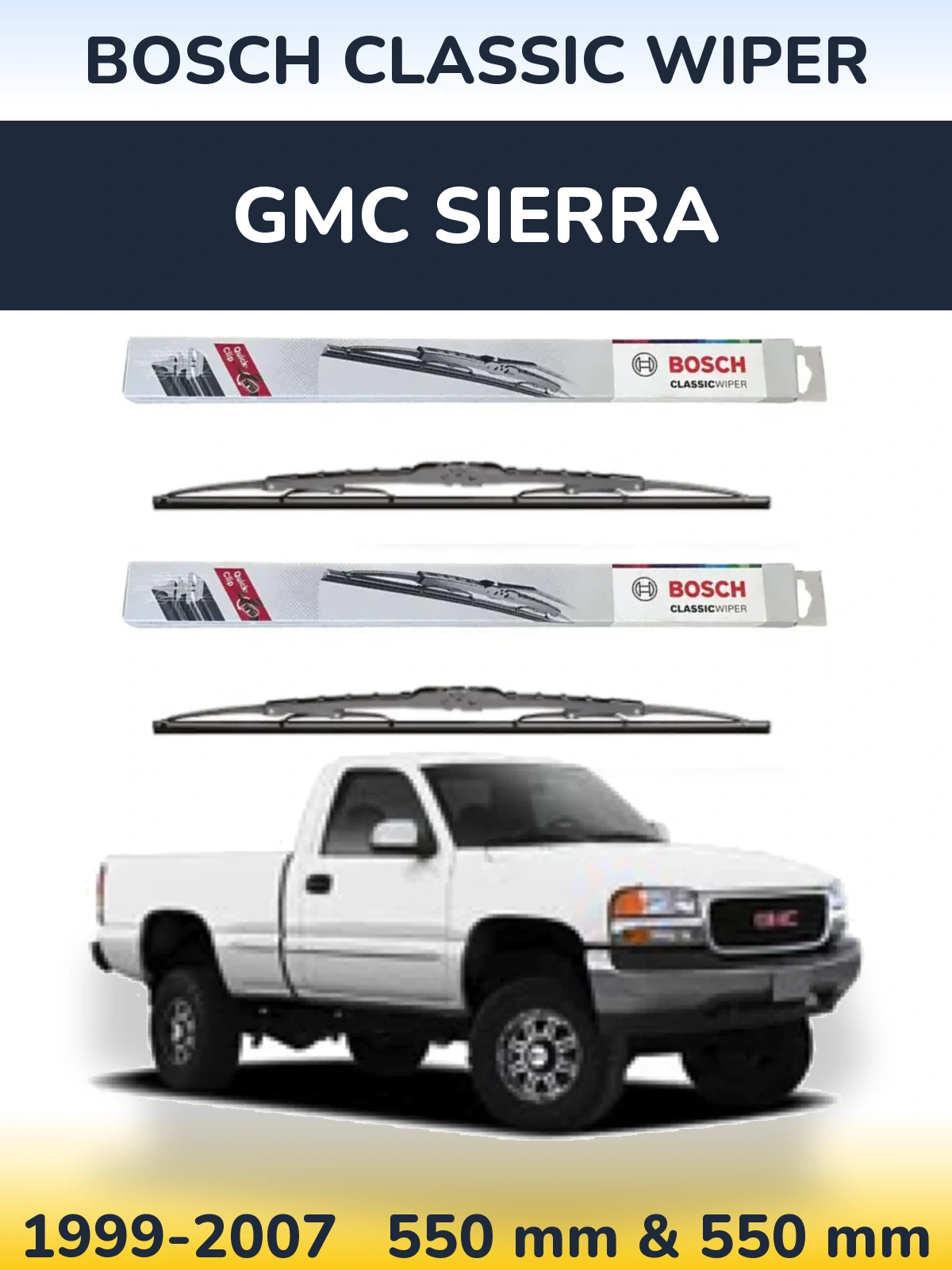Komplet przednich wycieraczek BOSCH Classic Wiper 550 & 550 mm do GMC Sierra 1999-2007