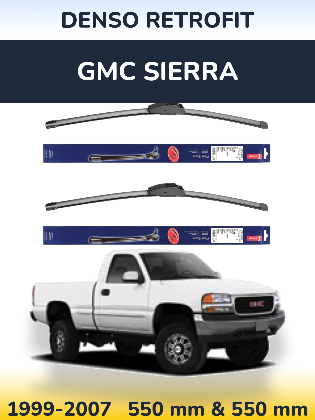 Komplet przednich wycieraczek Denso Retrofit 550 & 550 mm do GMC Sierra 1999-2007