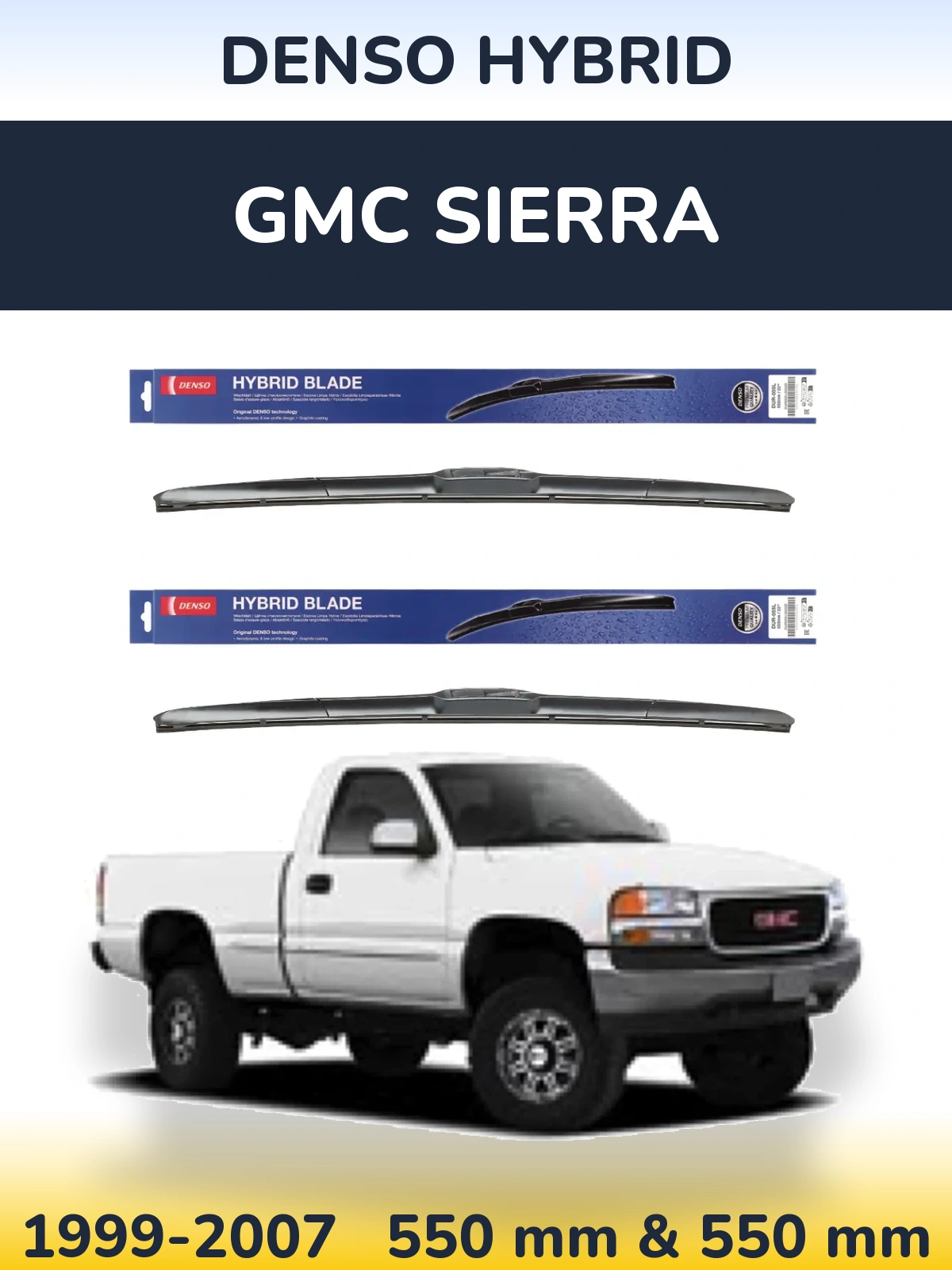 Komplet przednich wycieraczek Denso Hybrid 550 & 550 mm do GMC Sierra 1999-2007