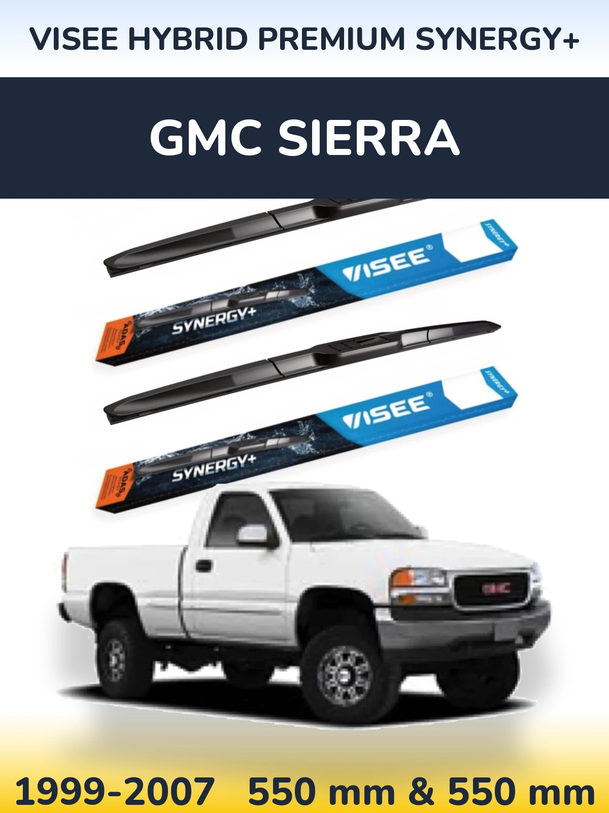 Komplet przednich wycieraczek VISEE HYBRID PREMIUM SYNERGY+ 550 & 550 mm do GMC Sierra 1999-2007