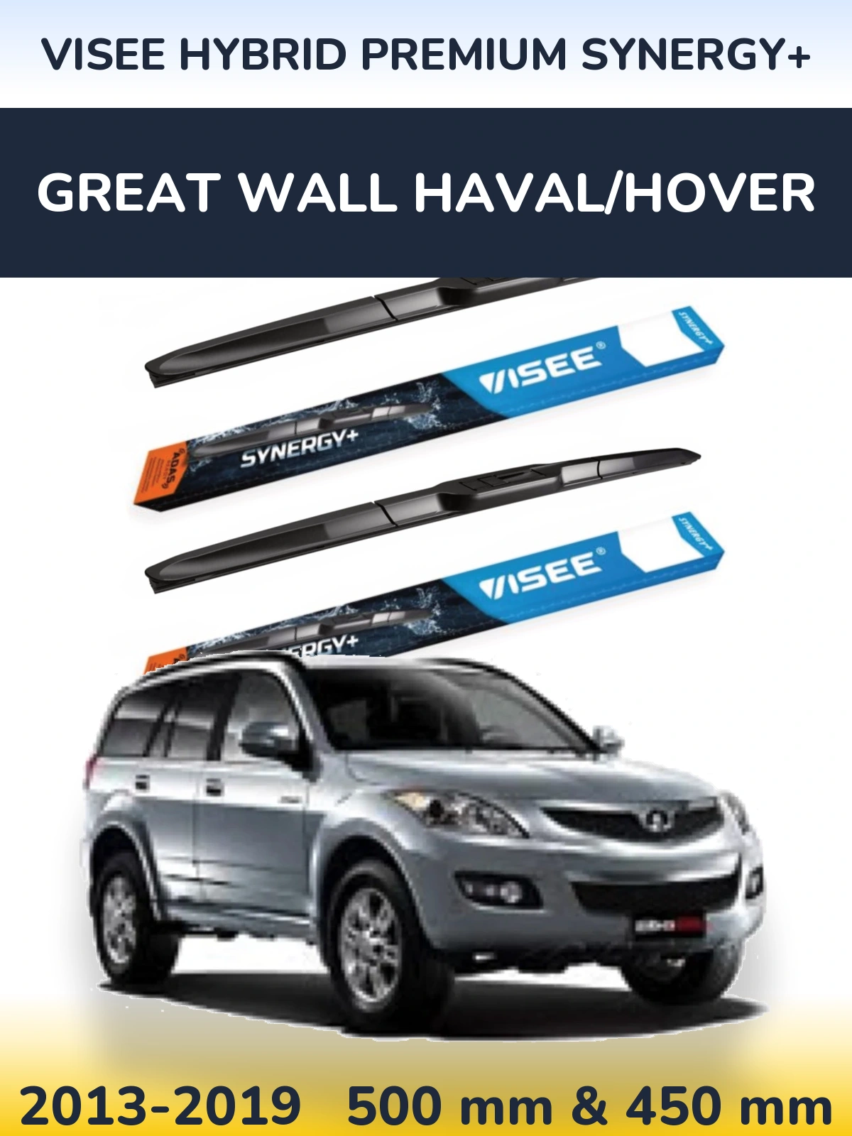Komplet przednich wycieraczek VISEE HYBRID PREMIUM SYNERGY+ 500 & 450 mm do Great Wall Haval/Hover 2013-2019