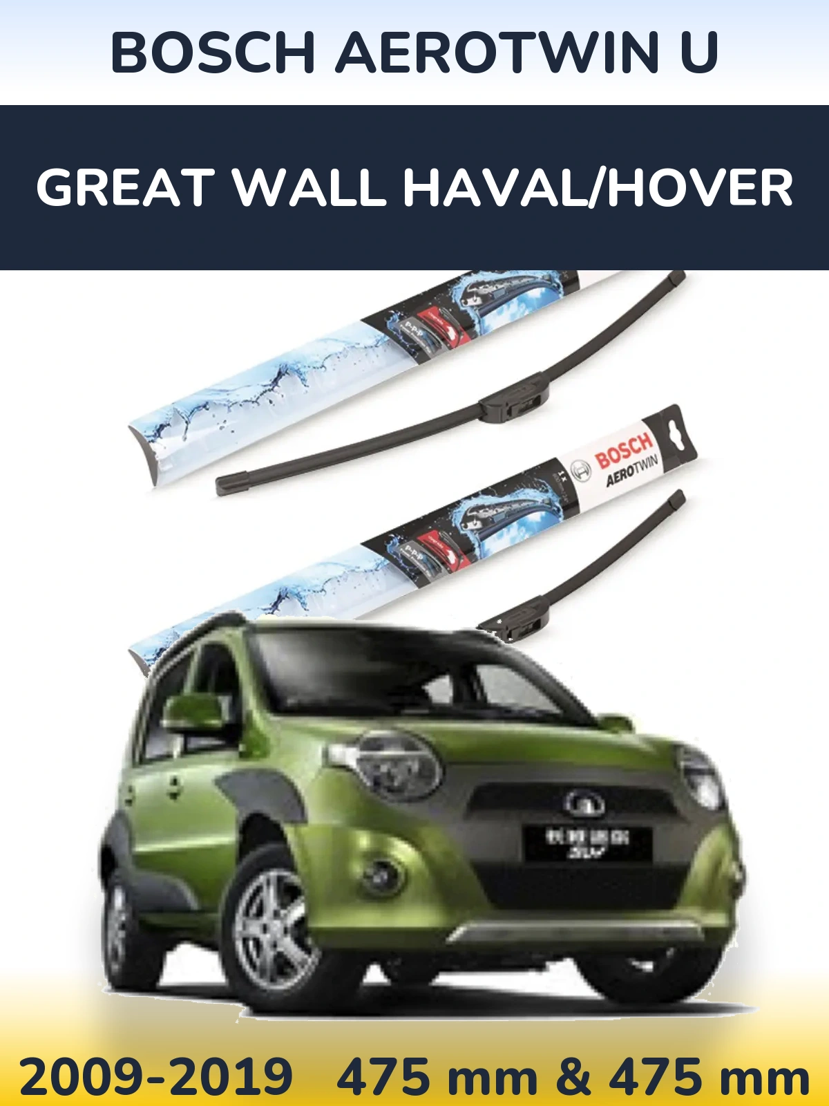 Komplet przednich wycieraczek BOSCH AeroTwin U 475 & 475 mm do Great Wall Haval/Hover 2009-2019