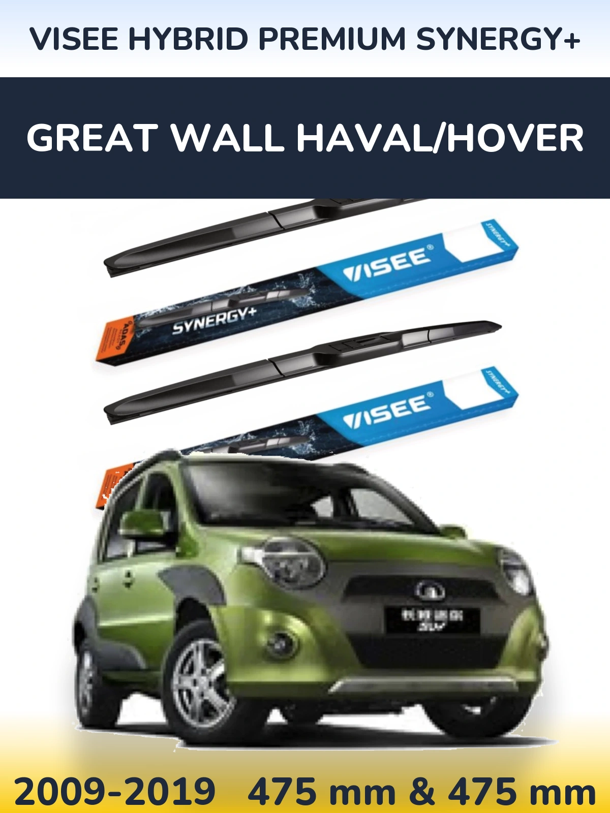 Komplet przednich wycieraczek VISEE HYBRID PREMIUM SYNERGY+ 475 & 475 mm do Great Wall Haval/Hover 2009-2019
