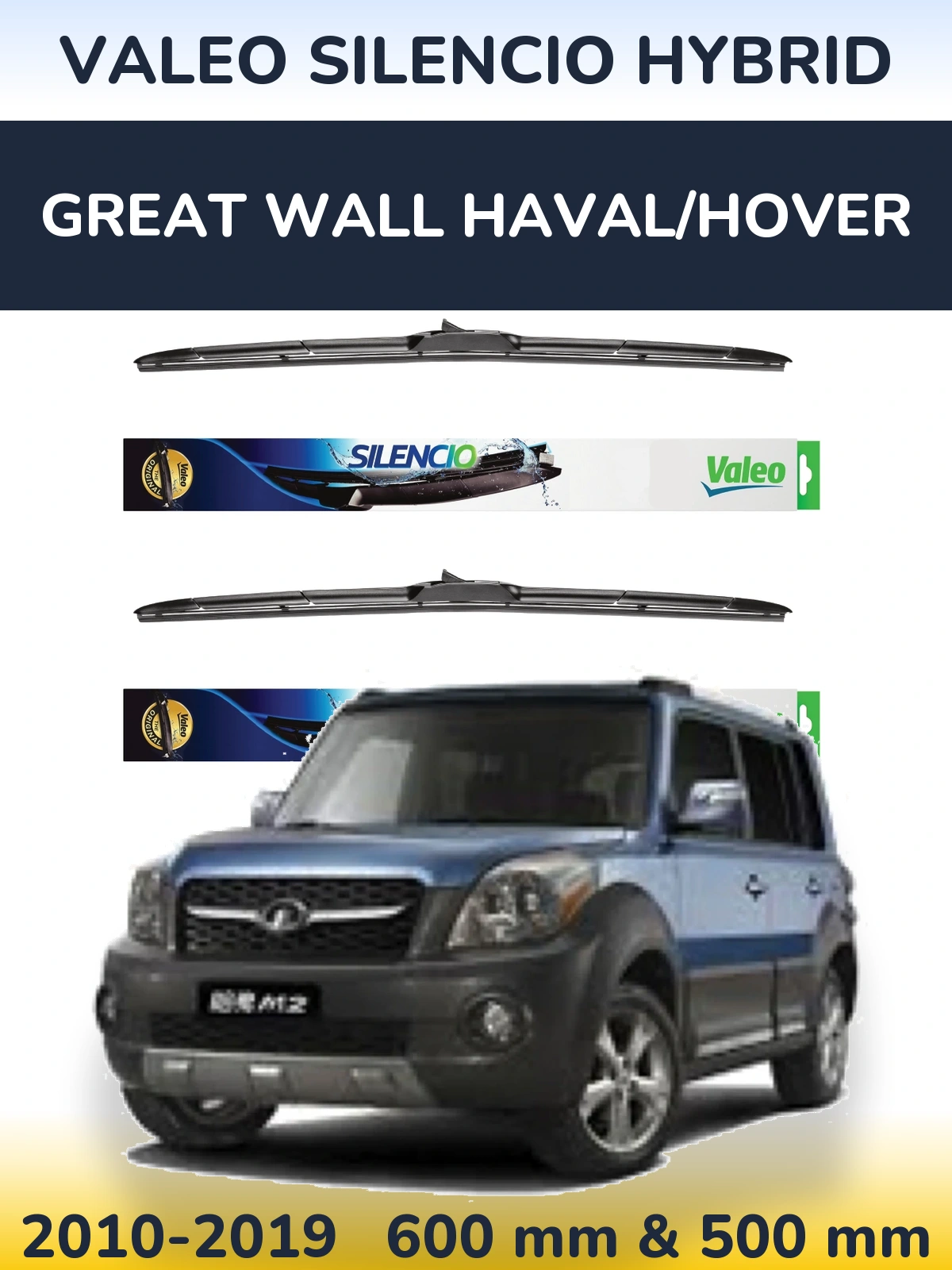 Komplet przednich wycieraczek Valeo Silencio Hybrid 600 & 500 mm do Great Wall Haval/Hover 2010-2019