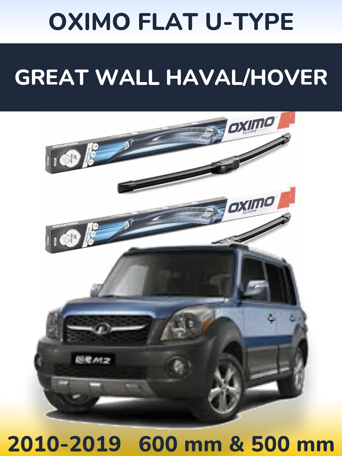 Komplet przednich wycieraczek Oximo Flat U-type 600 & 500 mm do Great Wall Haval/Hover 2010-2019
