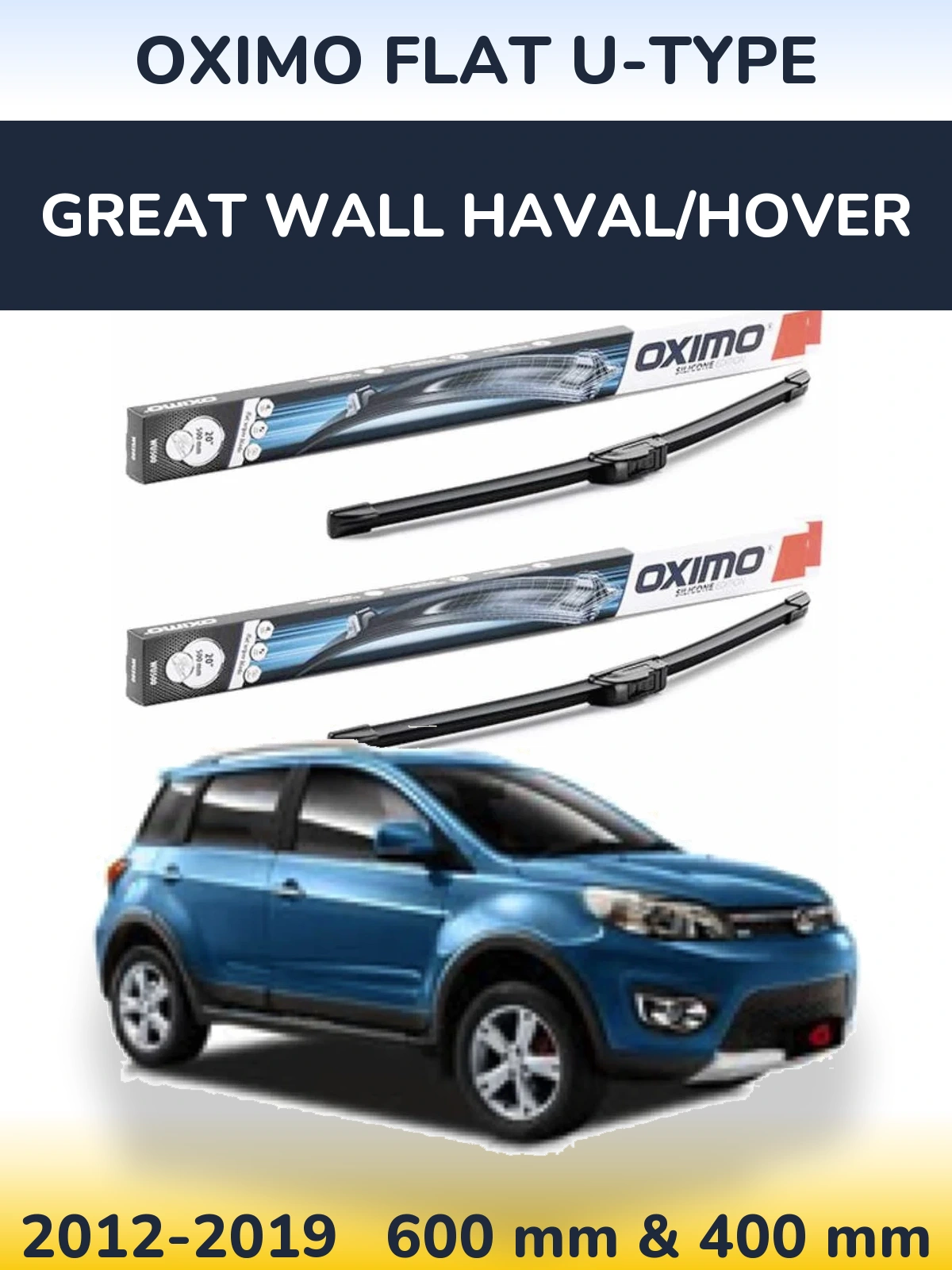 Komplet przednich wycieraczek Oximo Flat U-type 600 & 400 mm do Great Wall Haval/Hover 2012-2019