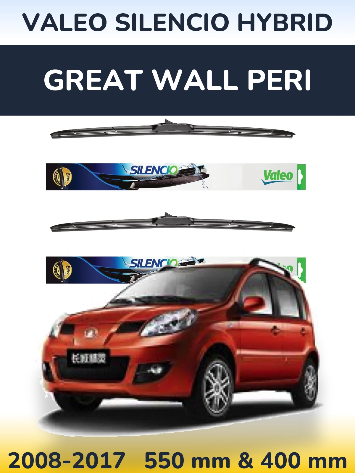 Комплект передних дворников Valeo Silencio Hybrid 550 & 400 мм для Great Wall Peri 2008-2017