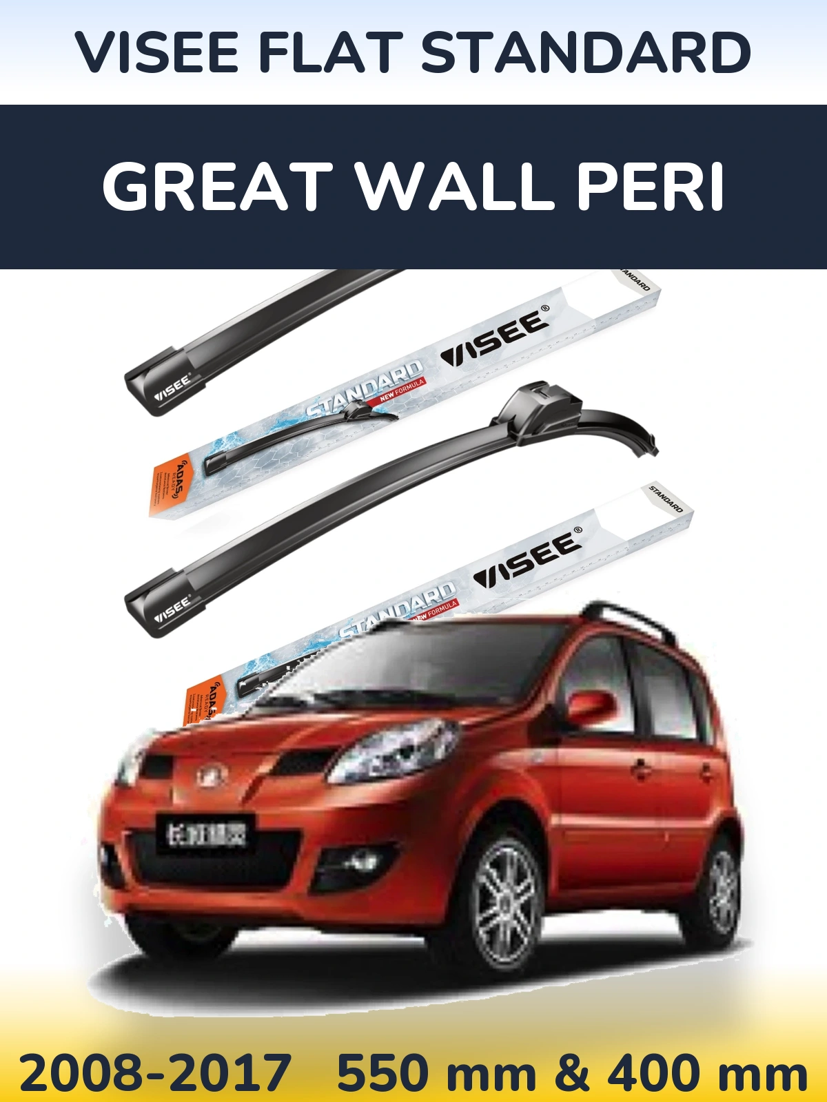 Комплект передних дворников VISEE FLAT STANDARD 550 & 400 мм для Great Wall Peri 2008-2017