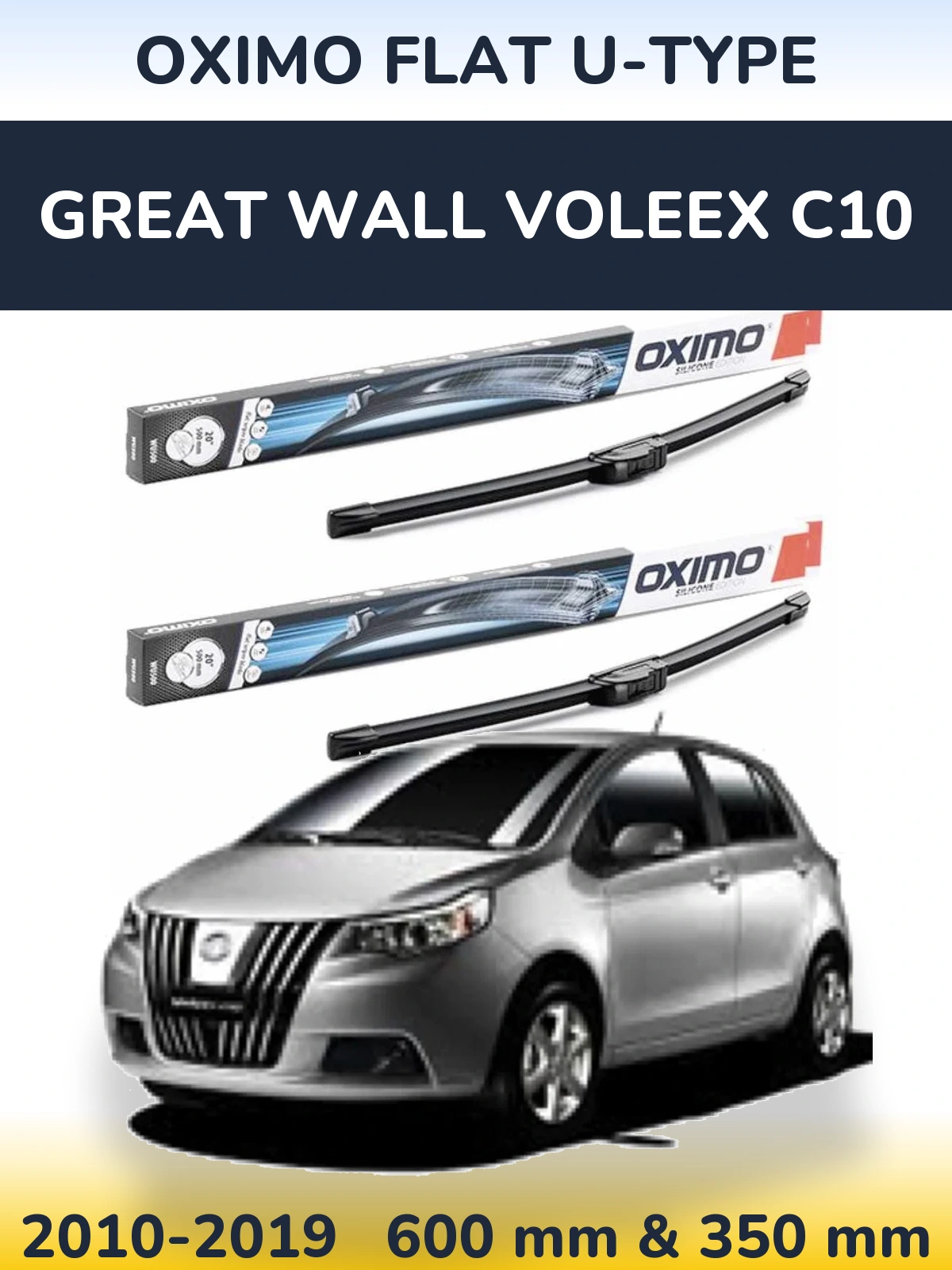 Komplet przednich wycieraczek Oximo Flat U-type 600 & 350 mm do Great Wall Voleex C10 2010-2019