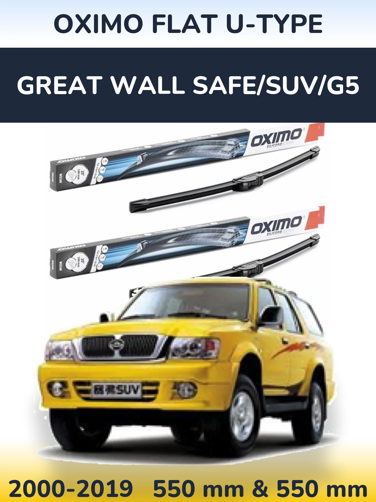 Komplet przednich wycieraczek Oximo Flat U-type 550 & 550 mm do Great Wall Safe/SUV/G5 2000-2019