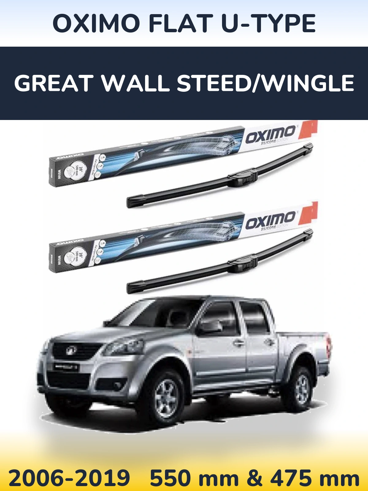 Komplet przednich wycieraczek Oximo Flat U-type 550 & 475 mm do Great Wall Steed/Wingle 2006-2019