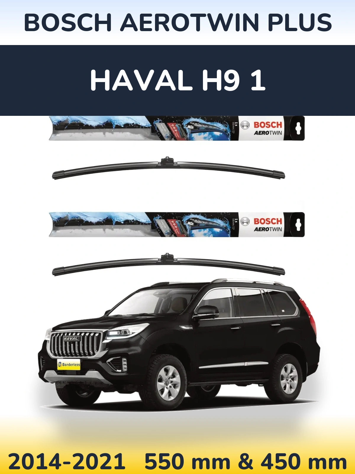 Komplet przednich wycieraczek BOSCH AeroTwin Plus 550 & 450 mm do Haval H9 1 2014-2021