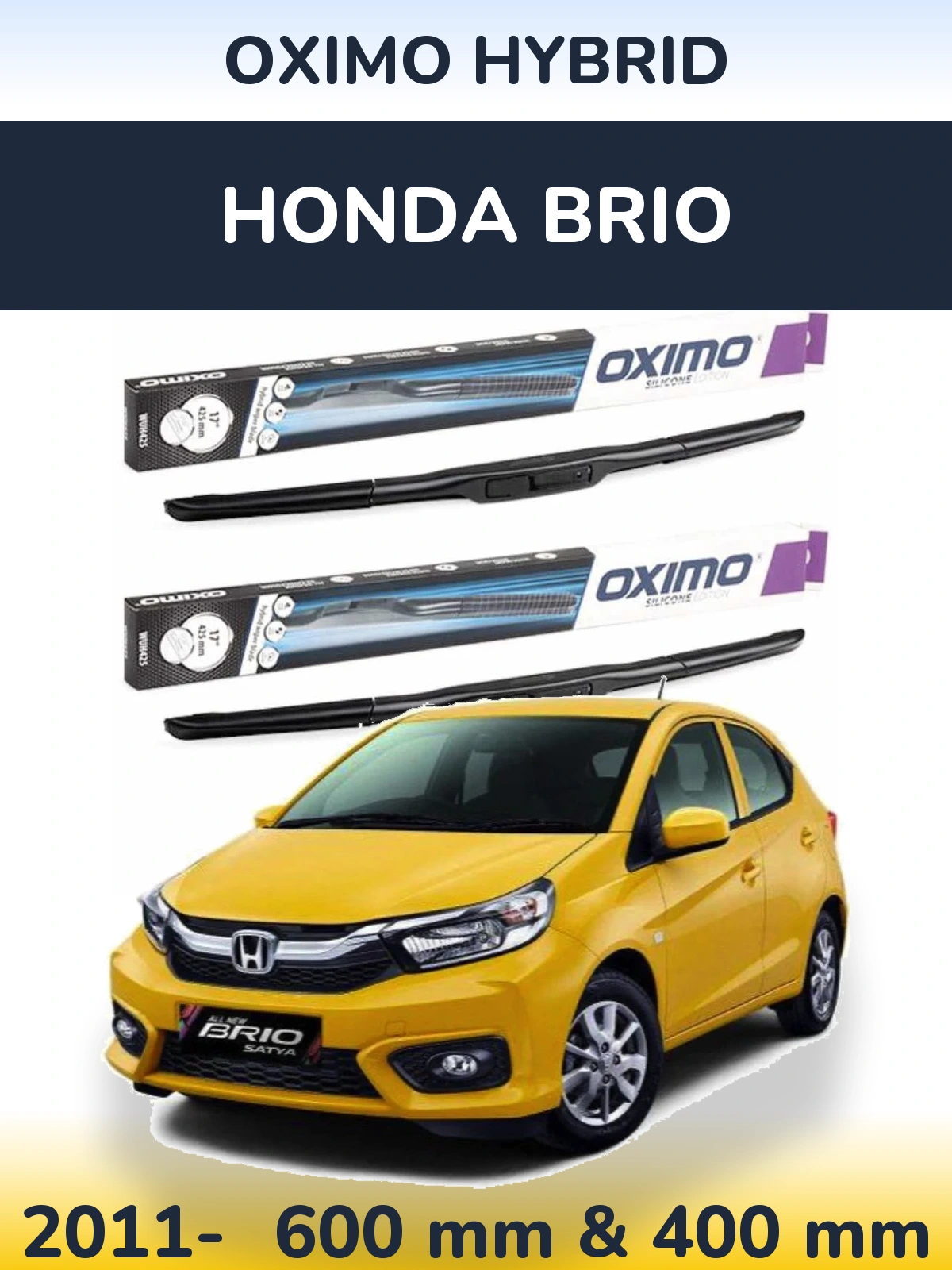Komplet przednich wycieraczek Oximo Hybrid 600 & 400 mm do Honda Brio 2011-2026