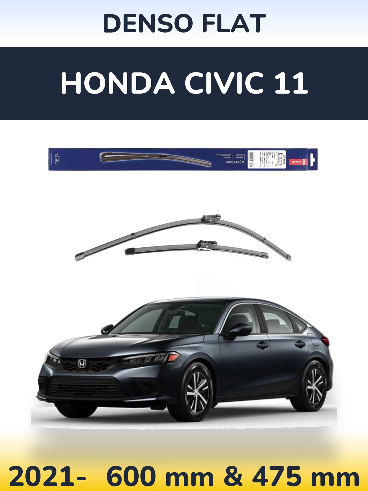 Комплект передних дворников Denso Flat 600 & 475 мм для Honda Civic 11 2021-2026