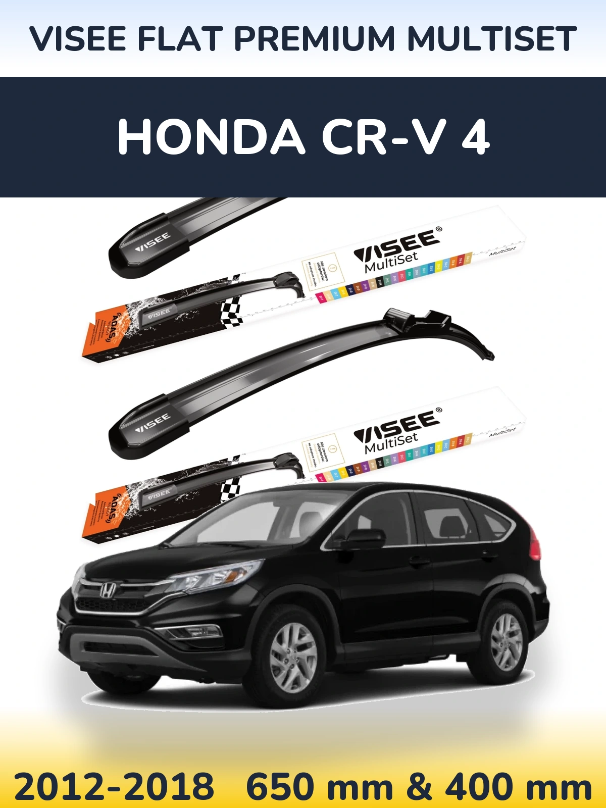 Komplet przednich wycieraczek VISEE FLAT PREMIUM MultiSet 650 & 400 mm do Honda CR-V 4 2012-2018