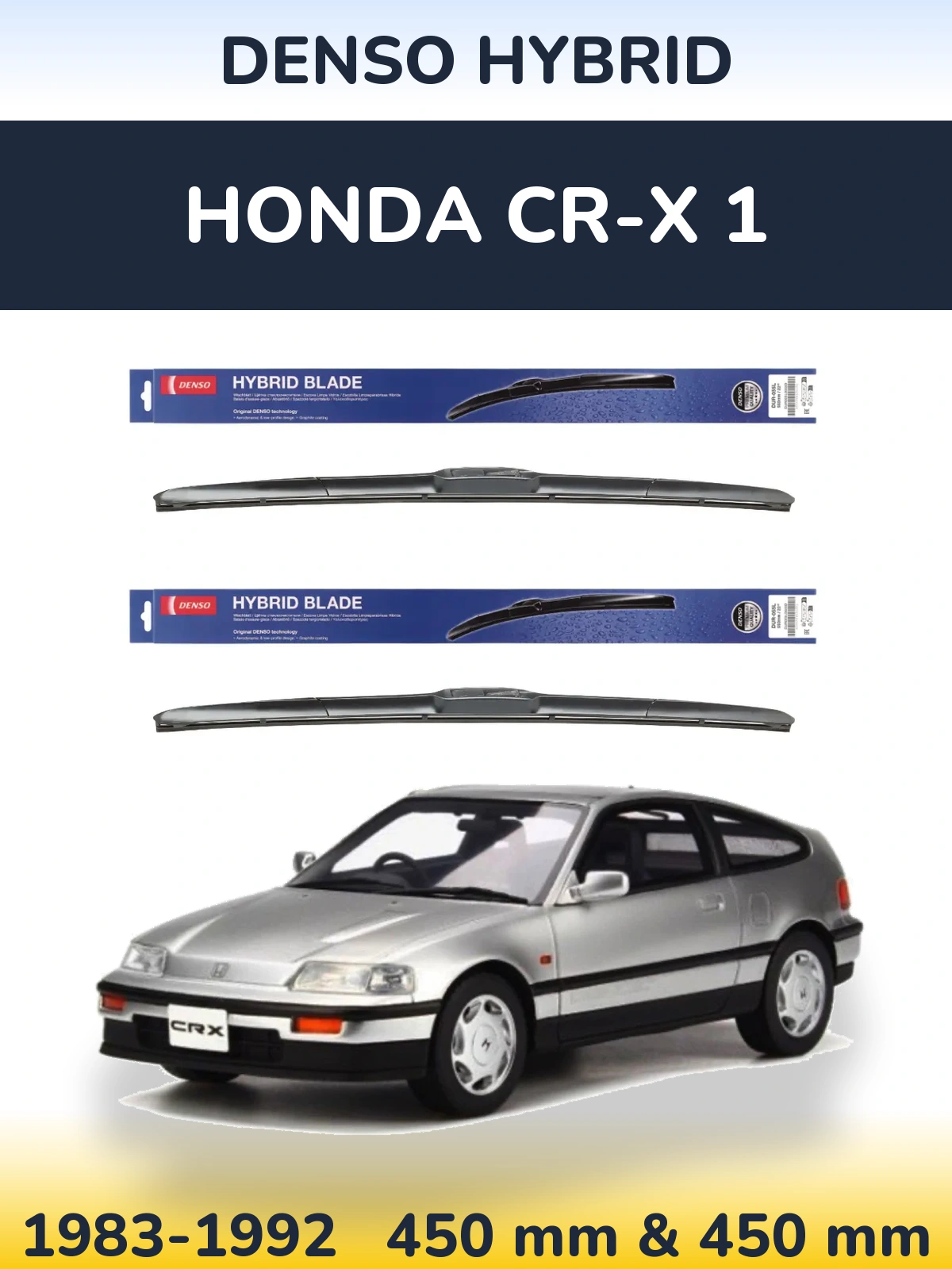 Komplet przednich wycieraczek Denso Hybrid 450 & 450 mm do Honda CR-X 1 1983-1992