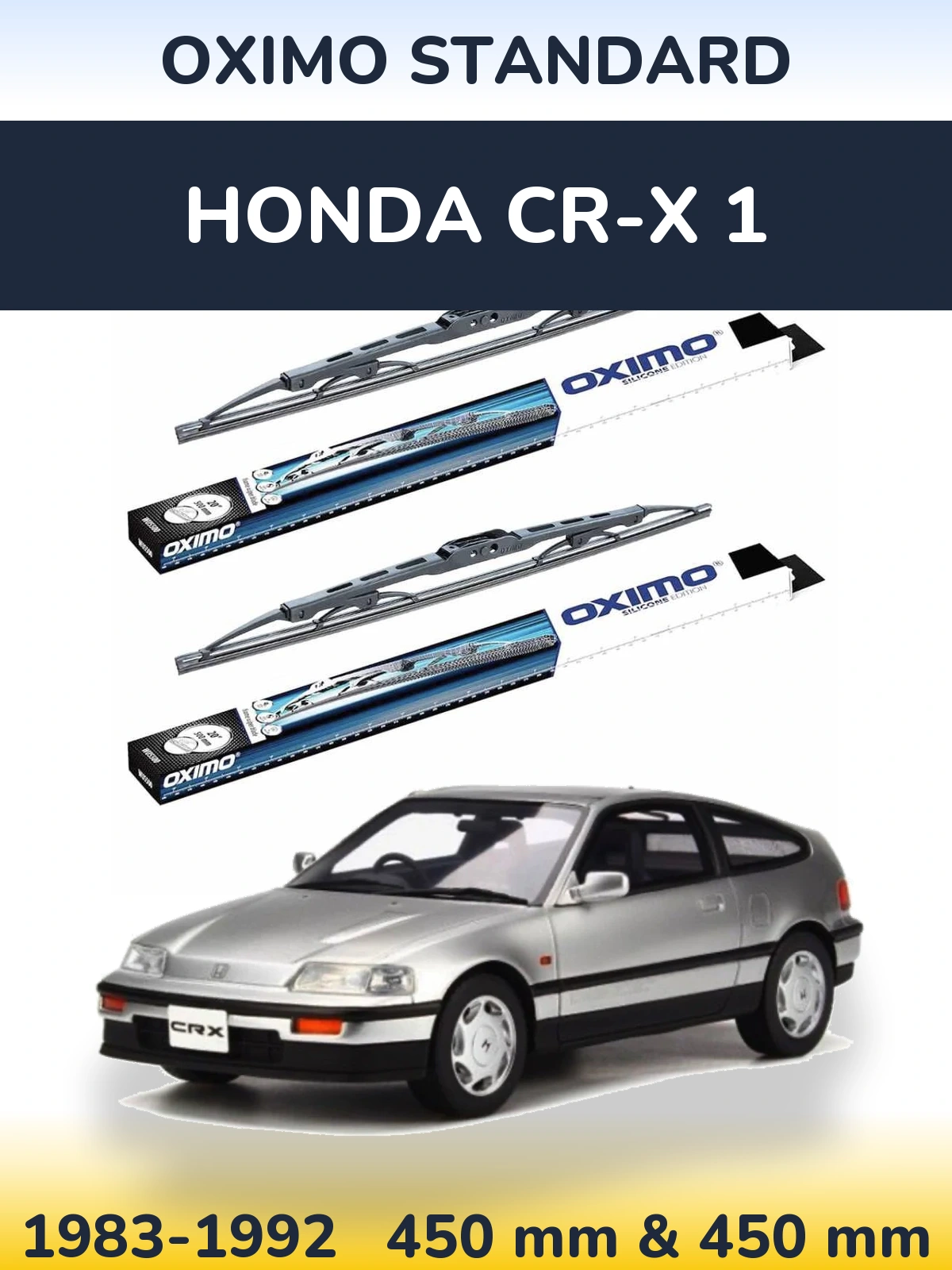Front wiper blade set Oximo Standard 450 & 450 mm for Honda CR-X 1 1983-1992