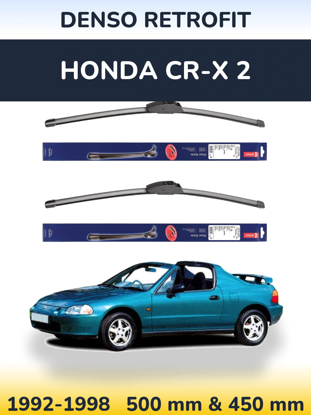 Komplet przednich wycieraczek Denso Retrofit 500 & 450 mm do Honda CR-X 2 1992-1998