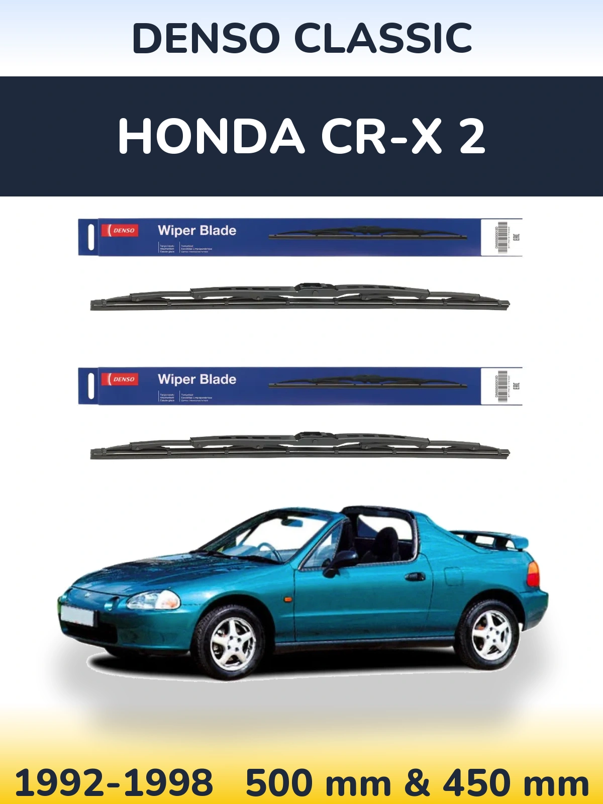 Komplet przednich wycieraczek Denso Classic 500 & 450 mm do Honda CR-X 2 1992-1998