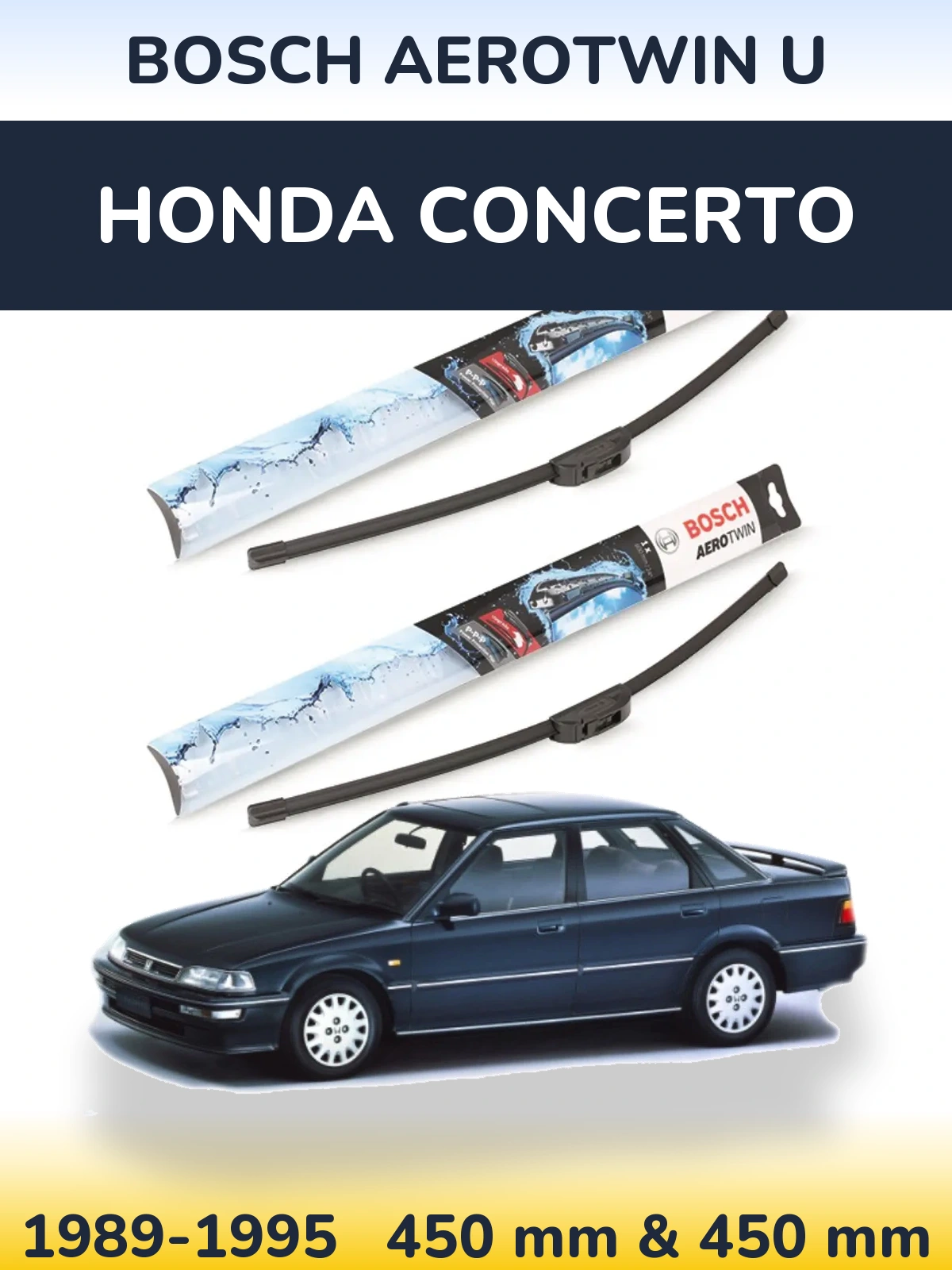 Komplet przednich wycieraczek BOSCH AeroTwin U 450 & 450 mm do Honda Concerto 1989-1995