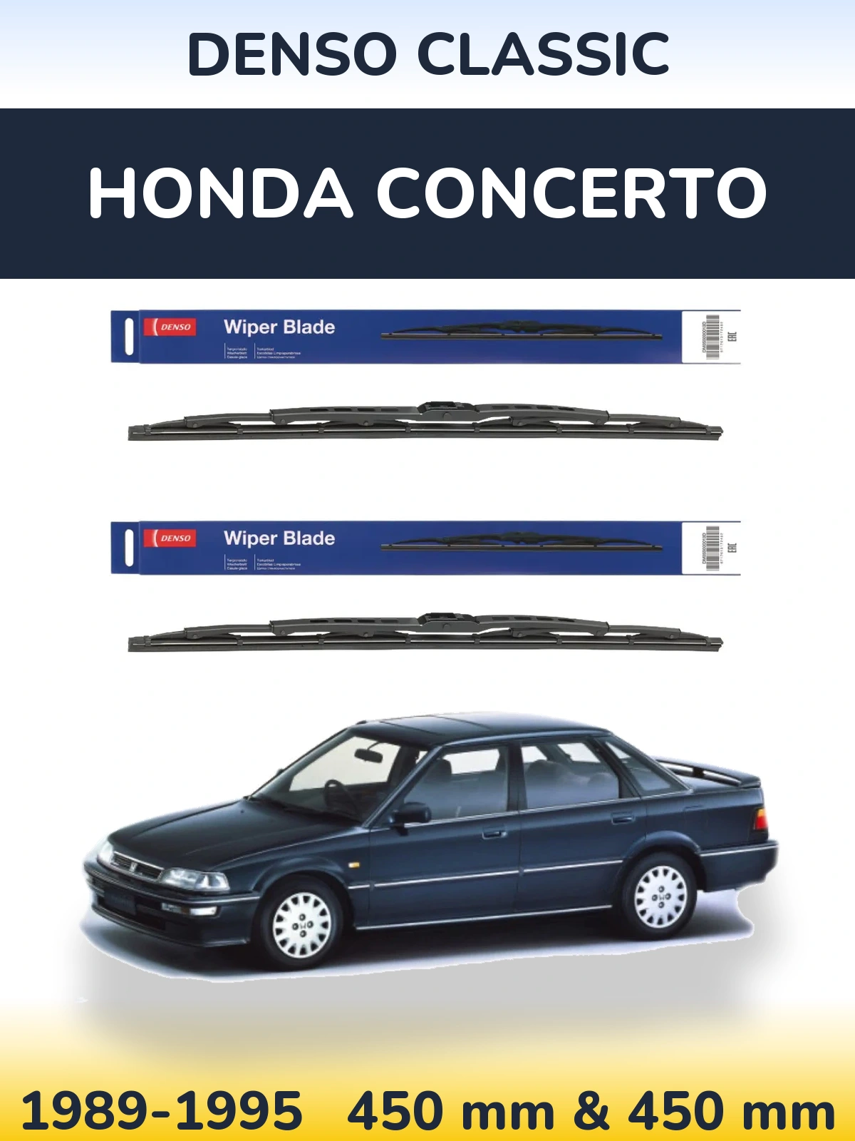Komplet przednich wycieraczek Denso Classic 450 & 450 mm do Honda Concerto 1989-1995