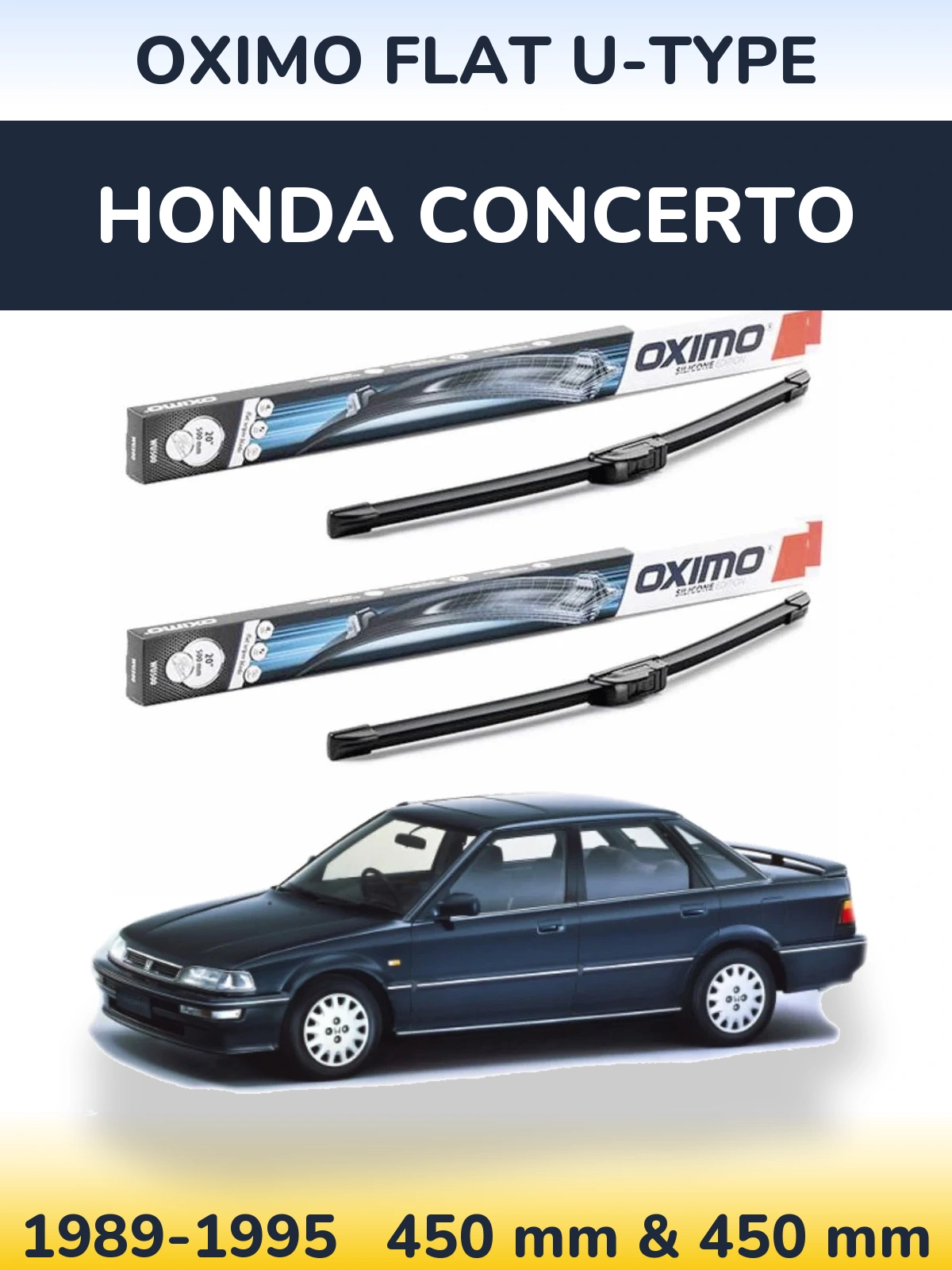 Komplet przednich wycieraczek Oximo Flat U-type 450 & 450 mm do Honda Concerto 1989-1995