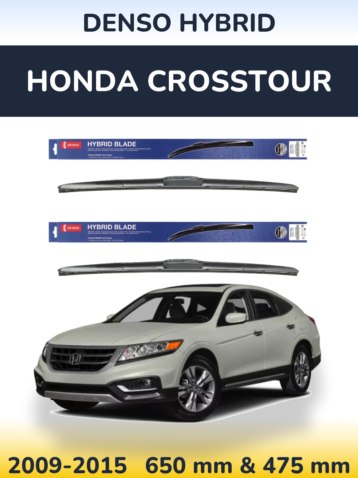 Komplet przednich wycieraczek Denso Hybrid 650 & 475 mm do Honda Crosstour 2009-2015