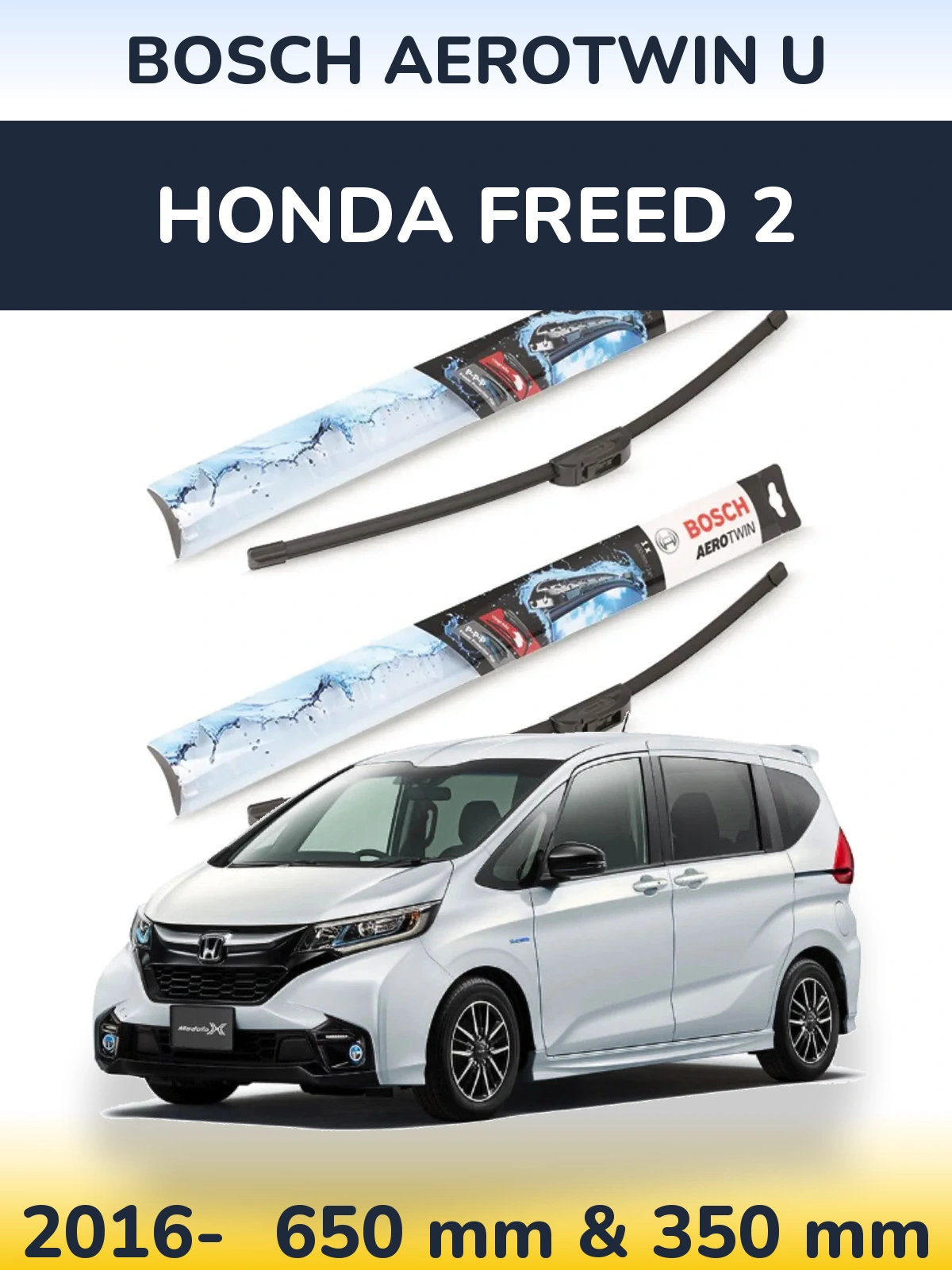 Komplet przednich wycieraczek BOSCH AeroTwin U 650 & 350 mm do Honda Freed 2 2016-2026