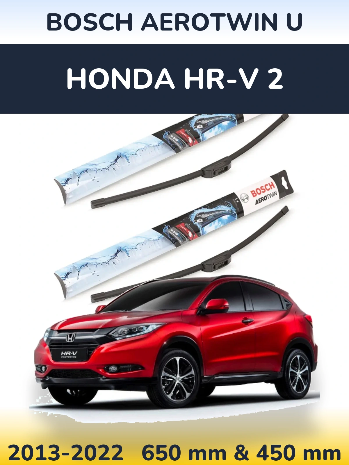 Komplet przednich wycieraczek BOSCH AeroTwin U 650 & 450 mm do Honda HR-V 2 2013-2022