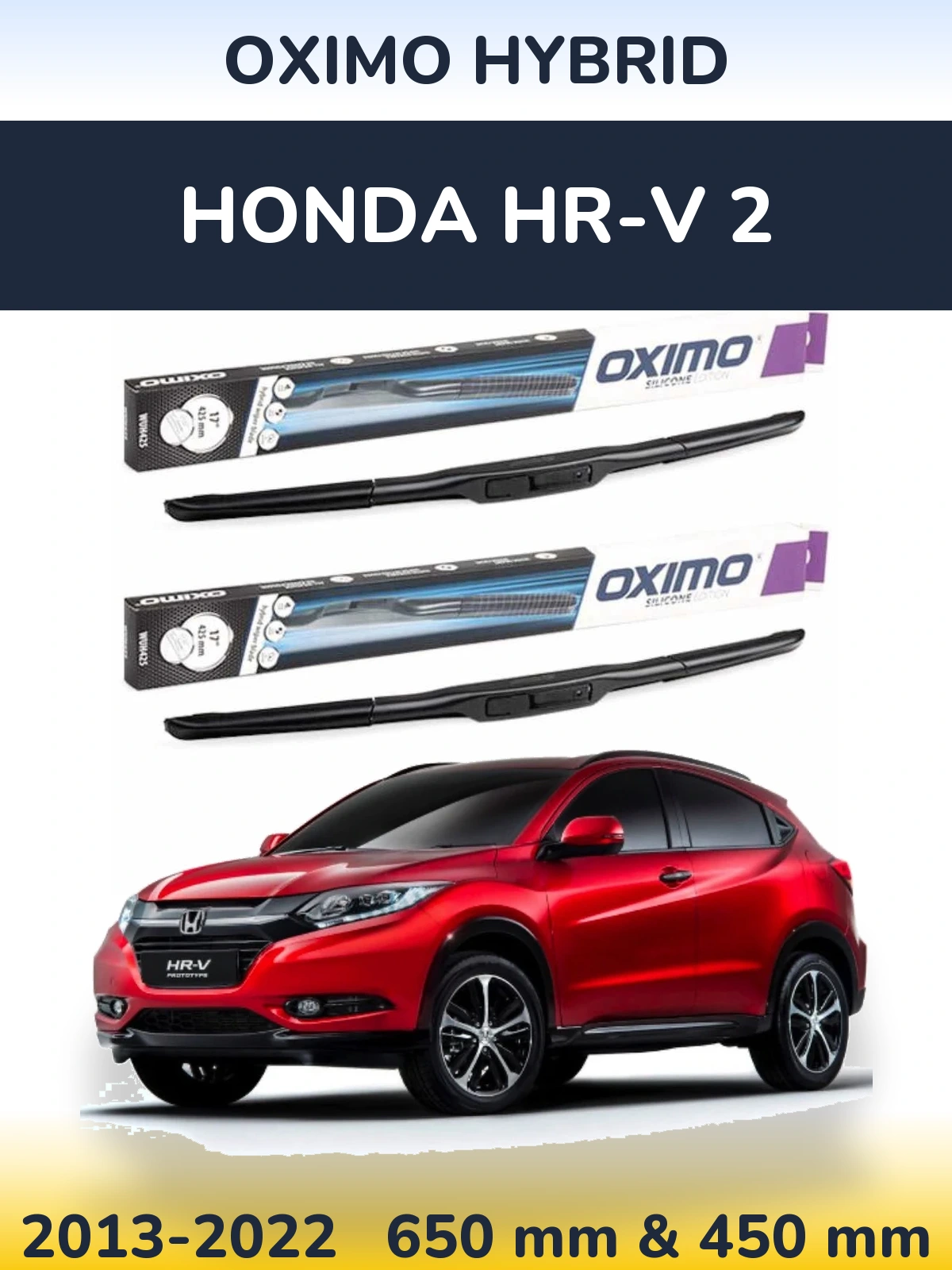 Komplet przednich wycieraczek Oximo Hybrid 650 & 450 mm do Honda HR-V 2 2013-2022