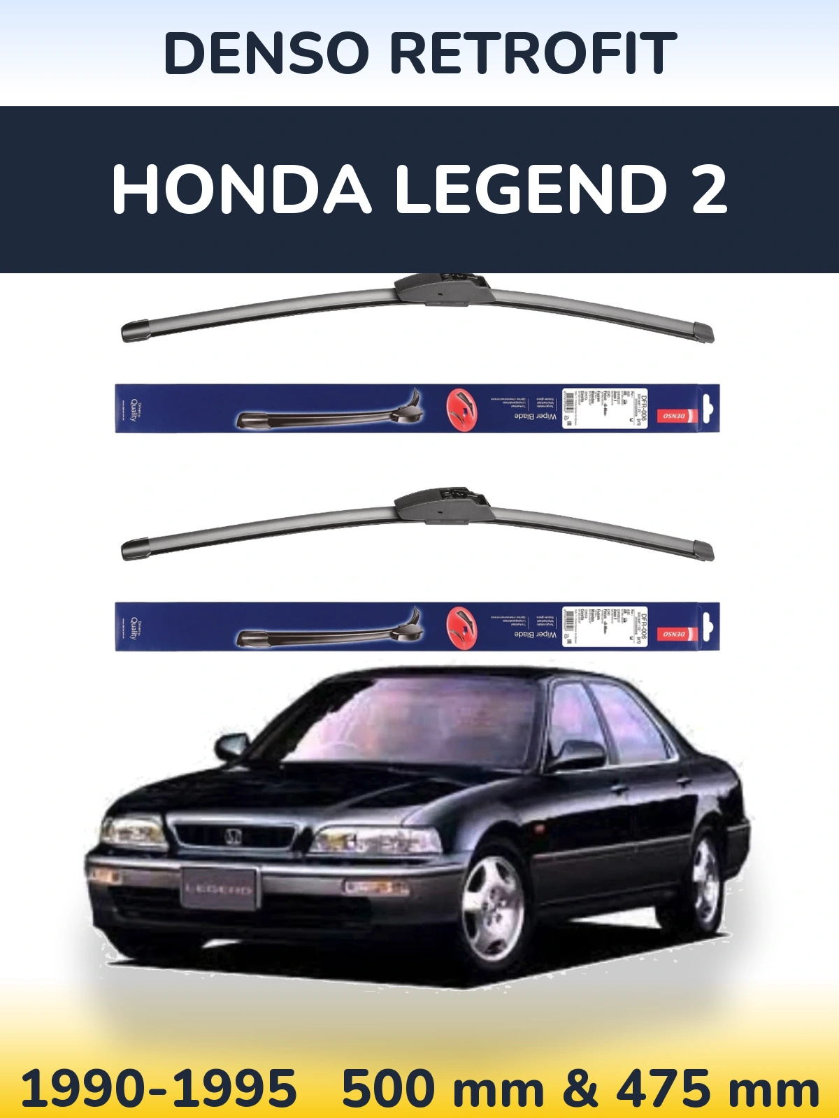 Komplet przednich wycieraczek Denso Retrofit 500 & 475 mm do Honda Legend 2 1990-1995