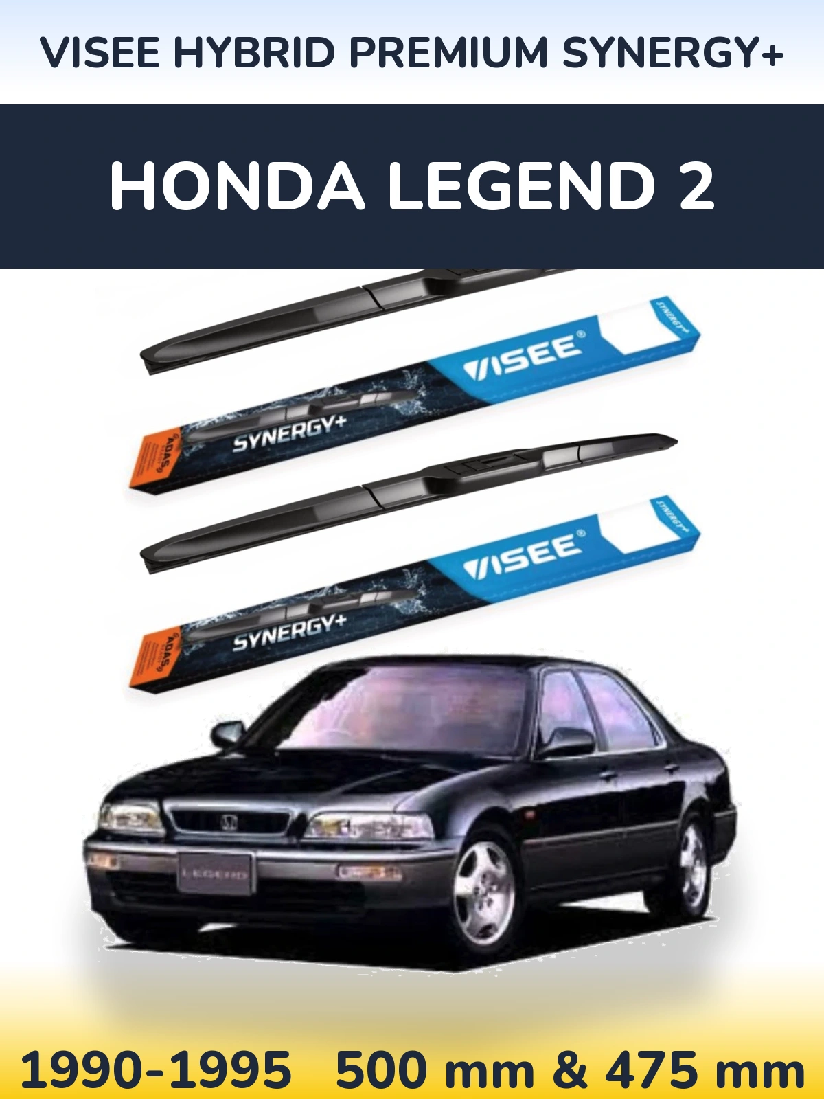 Komplet przednich wycieraczek VISEE HYBRID PREMIUM SYNERGY+ 500 & 475 mm do Honda Legend 2 1990-1995
