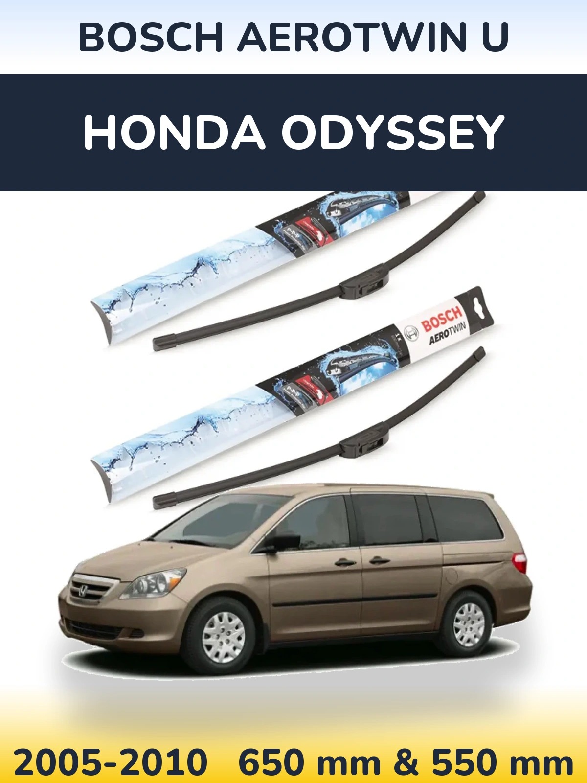 Komplet przednich wycieraczek BOSCH AeroTwin U 650 & 550 mm do Honda Odyssey 3 2005-2010