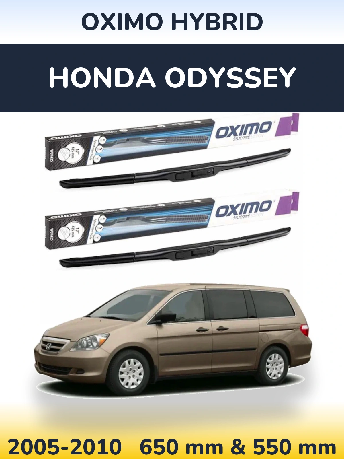Komplet przednich wycieraczek Oximo Hybrid 650 & 550 mm do Honda Odyssey 3 2005-2010