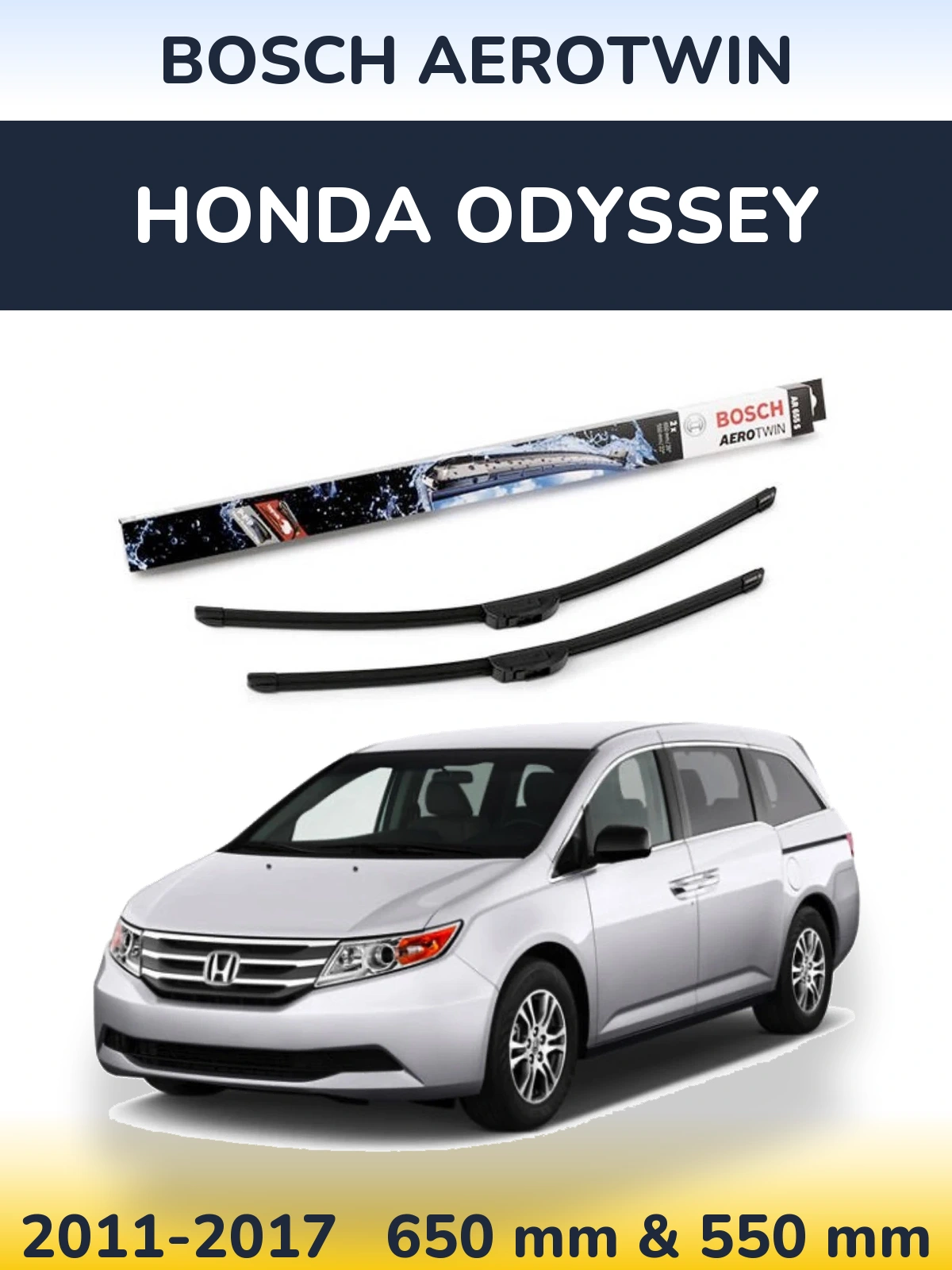 Komplet przednich wycieraczek BOSCH AeroTwin 650 & 550 mm do Honda Odyssey 4 2011-2017