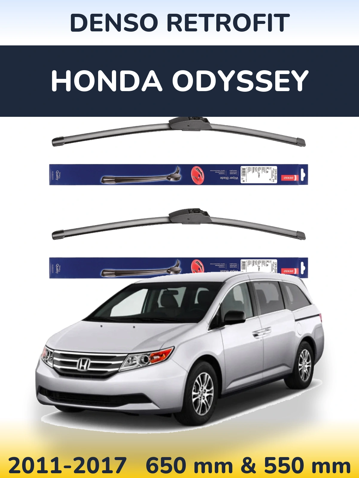 Komplet przednich wycieraczek Denso Retrofit 650 & 550 mm do Honda Odyssey 4 2011-2017