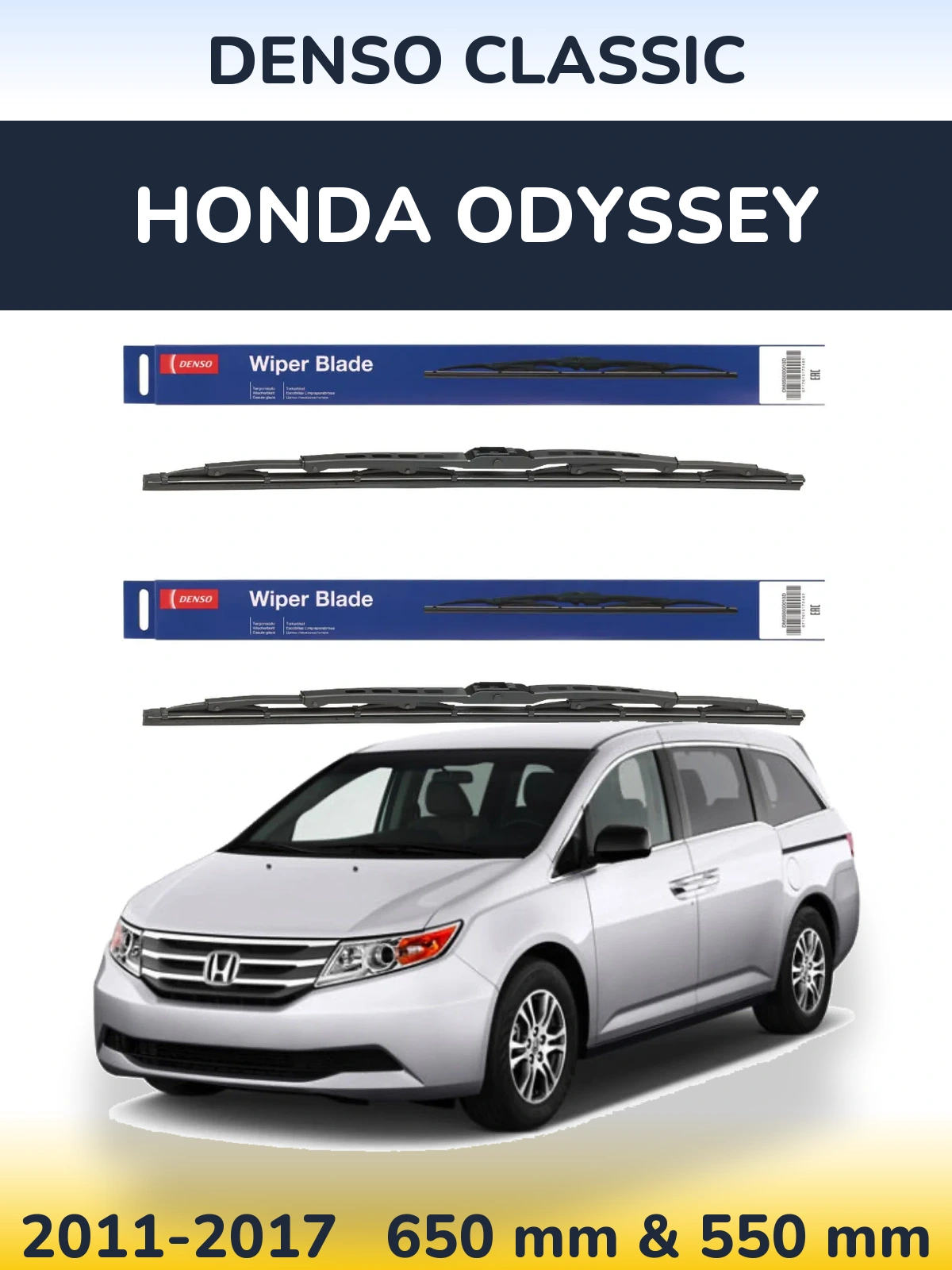 Komplet przednich wycieraczek Denso Classic 650 & 550 mm do Honda Odyssey 4 2011-2017