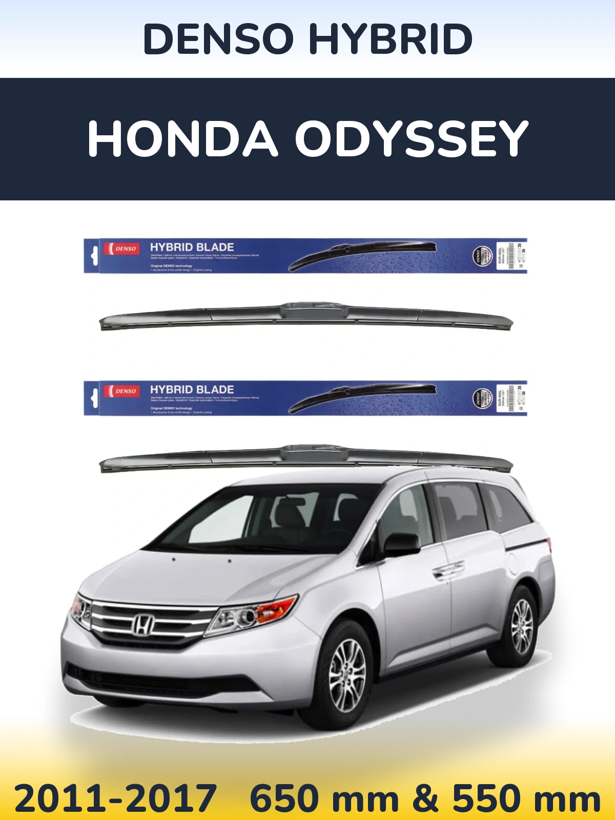 Komplet przednich wycieraczek Denso Hybrid 650 & 550 mm do Honda Odyssey 4 2011-2017
